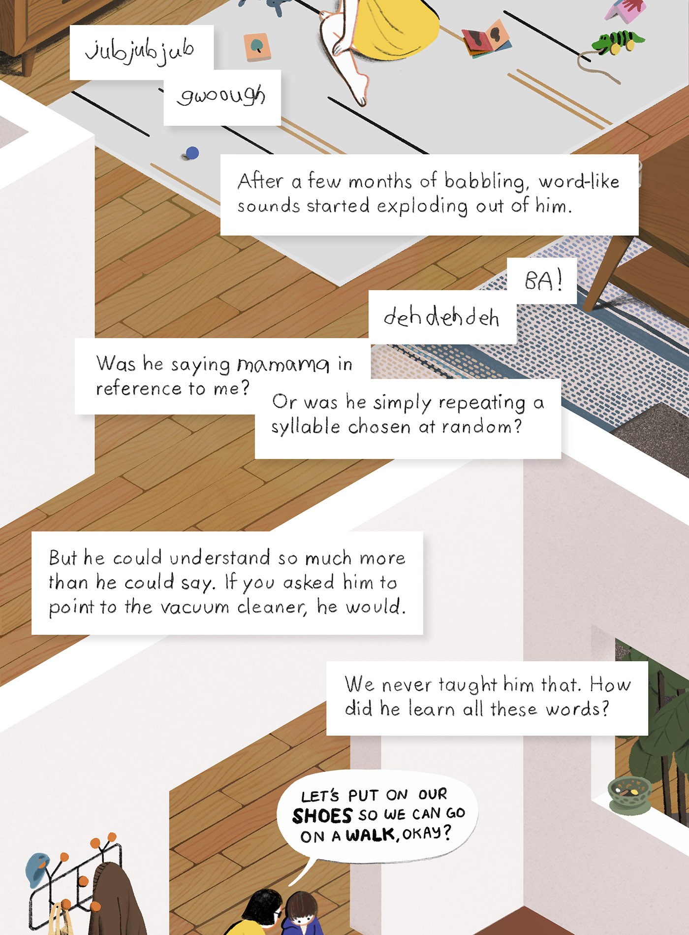 A living room and an entryway. 